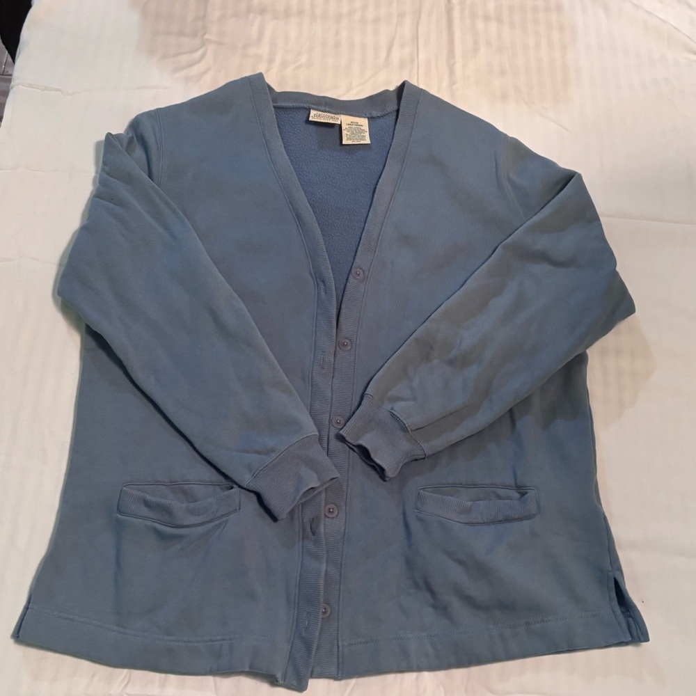 Vintage 90's, Grandpacore St. John's Bay Light Blue Cardigan Sweater - Picture 2 of 4